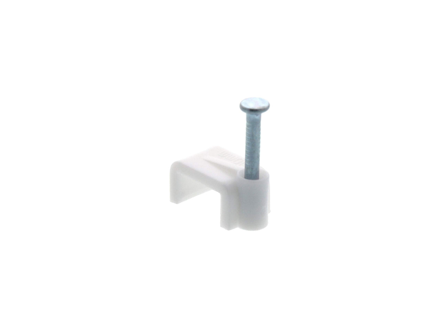 Secure 10mm White Flat Nail Cable Clip for Coax, Ethernet, and Telephone Cable Management - 100 Pack