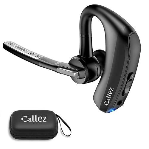 Callez Bluetooth Headset V5.0, Bluetooth Earpiece with CVC8.0 Dual Mic Noise Cancelling Wireless Headset for iPhone Android Cell Phone Trucker