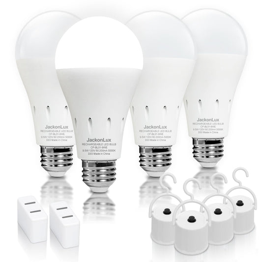 4 Pack Rechargeable Emergency Light Bulbs, Battery Operated Light Bulbs