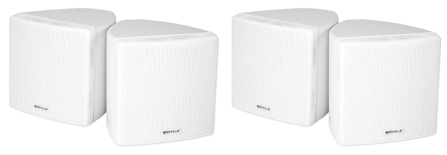 Rockville Cube 3.5" 30-Watt RMS Home Theater Wall Speakers, White, Swivel Brackets and Pivoting Mounts, Compact Surround Channels for Living Room or