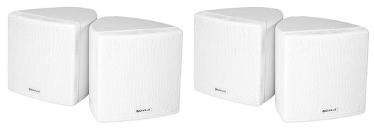 Rockville Cube 3.5" 30-Watt RMS Home Theater Wall Speakers, White, Swivel Brackets and Pivoting Mounts, Compact Surround Channels for Living Room or