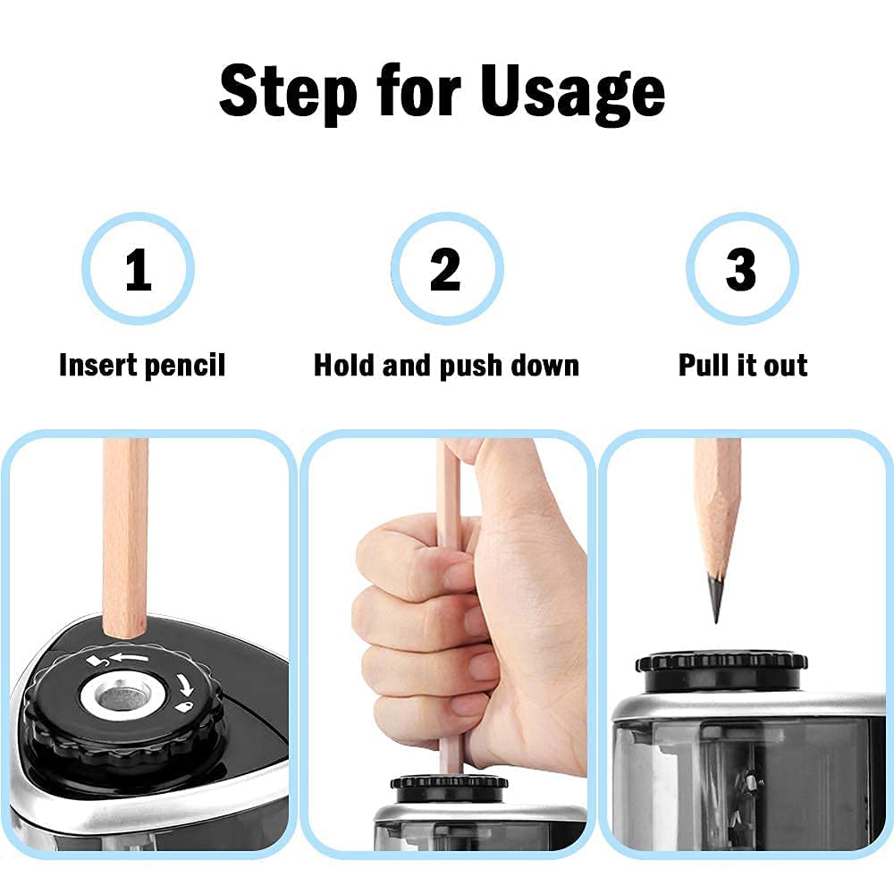 Aogwat Pencil Sharpener Electric Pencil Sharpener for Kids, Blade to Fast Sharpen, Suitable for No.2/School/Classroom/Office/Home (Black)