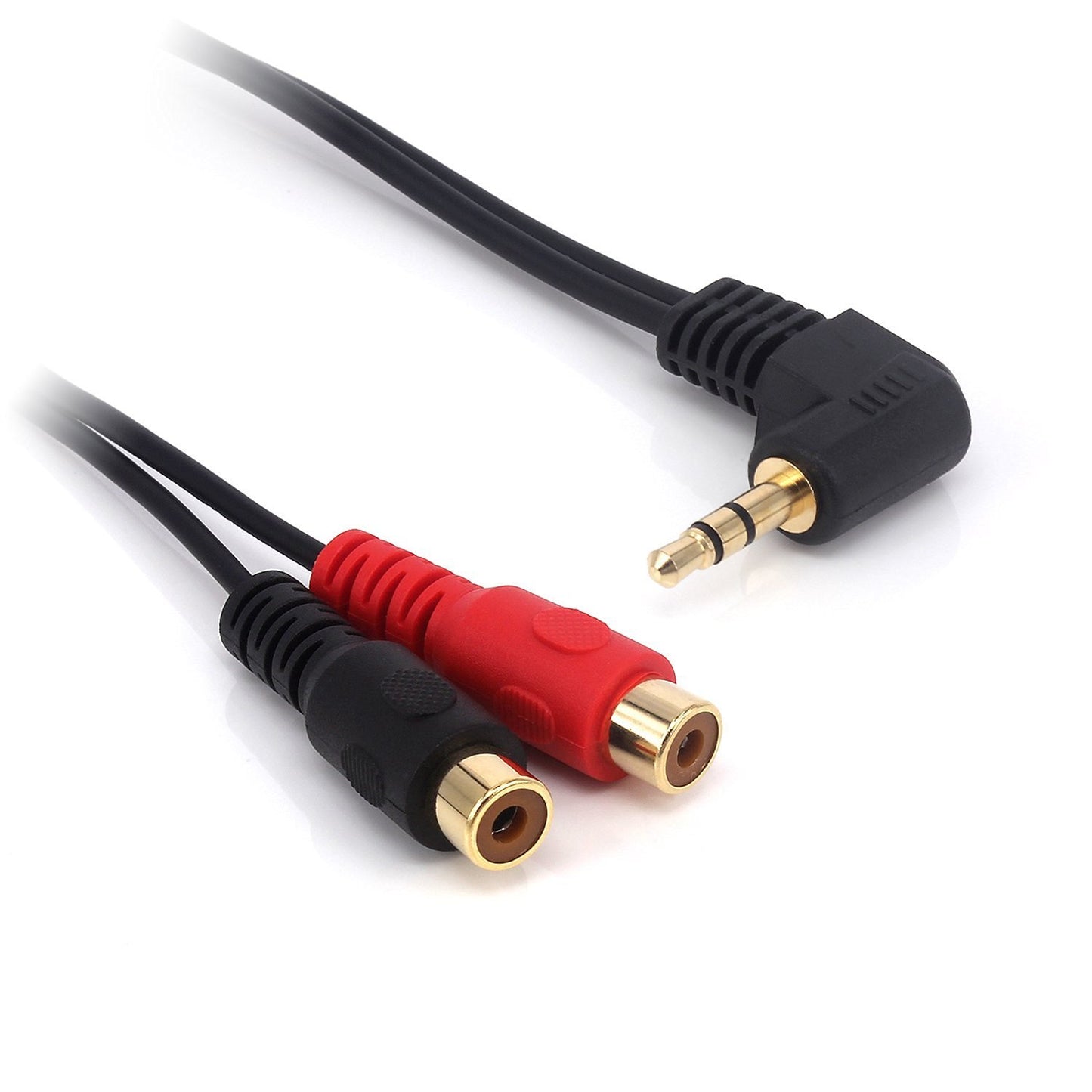 Qaoquda 3.5mm to 2RCA Adapter Cable, 8 Inch Gold Plated 90 Degree Right-Angled 1/8" TRS Stereo Male to Dual RCA Female Y Splitter Adapter