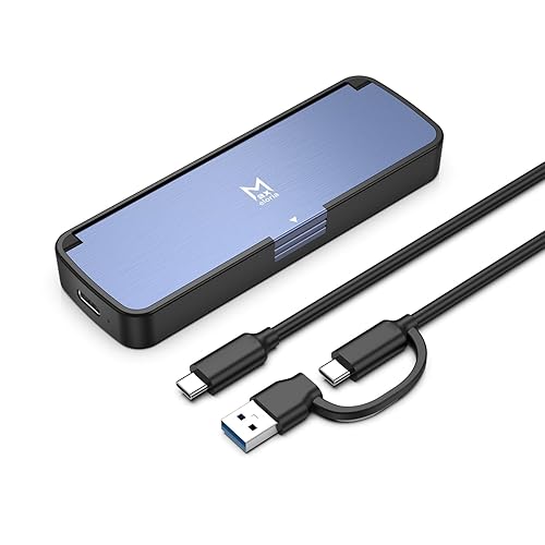 M.2 NVMe SSD Enclosure USB 3.2 Gen 2 10Gbps, Tool-Free External SSD Case Reader, Aluminum Cooling, Compatible with M&M+B Key NVMe SSD, Fit