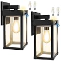 Solar Wall Lights Outdoor with 3 Lighting Modes & Motion Sensor, Solar Porch Light with 2 Bulbs, Waterproof Outdoor Wall Sconce Lantern Lamp Fixture