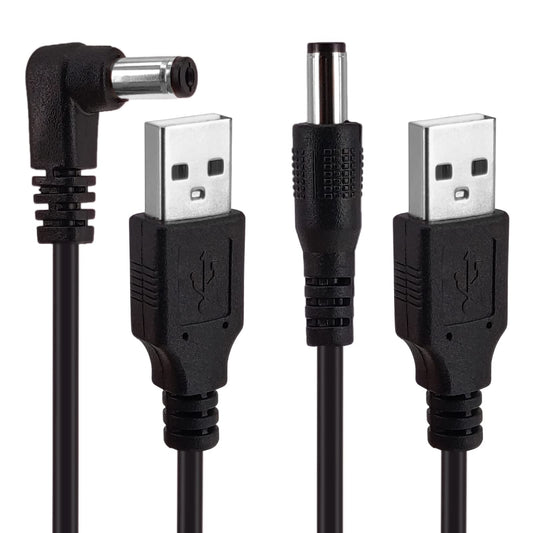 Yeebline USB to DC 5.5x2.1mm Power Cord, 2-Pack 3FT USB 2.0 A Type Male to DC 5V Power Plug Charger Connector Adapter Cable