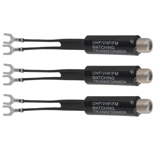 3Pcs 75 Ohm to 300 Ohm Adapter UHF/VHF/FM Balun Transformer Matching Converter Coaxial Adapter Connector for TV Antenna, Radio, Coax Cable with F
