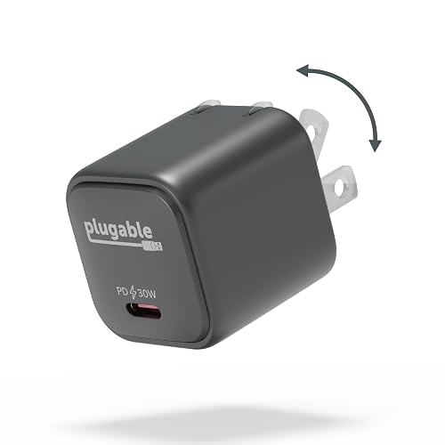 Plugable 30W USB-C GaN Charger - MagSafe-Compatible, Fast Charging for iPhone, iPad, Galaxy & USB-C Devices - IT Deployment, Business Travel & Remote