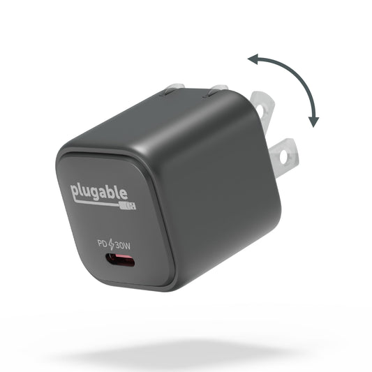 Plugable 30W USB-C GaN Charger - MagSafe-Compatible, Fast Charging for iPhone, iPad, Galaxy & USB-C Devices - IT Deployment, Business Travel & Remote