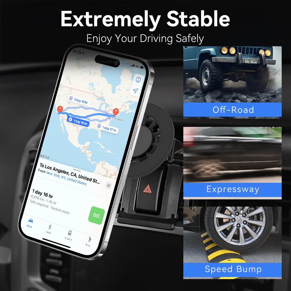 CLEC Magnetic Car Phone Holder for Toyota 4Runner 2019-2024 Car Phone Holder Mount for Magsafe[20 Strong Magnetic] 360°Adjustable Car Phone
