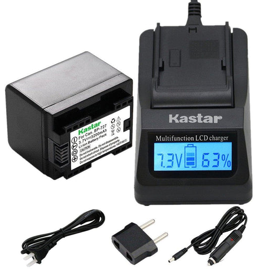Kastar Ultra Fast Charger(3X faster) Kit and Battery (1-Pack) for Canon BP-727, BP-718, BP-709, CG-700 and Canon VIXIA HF M50, HF M52, HF M500, HF