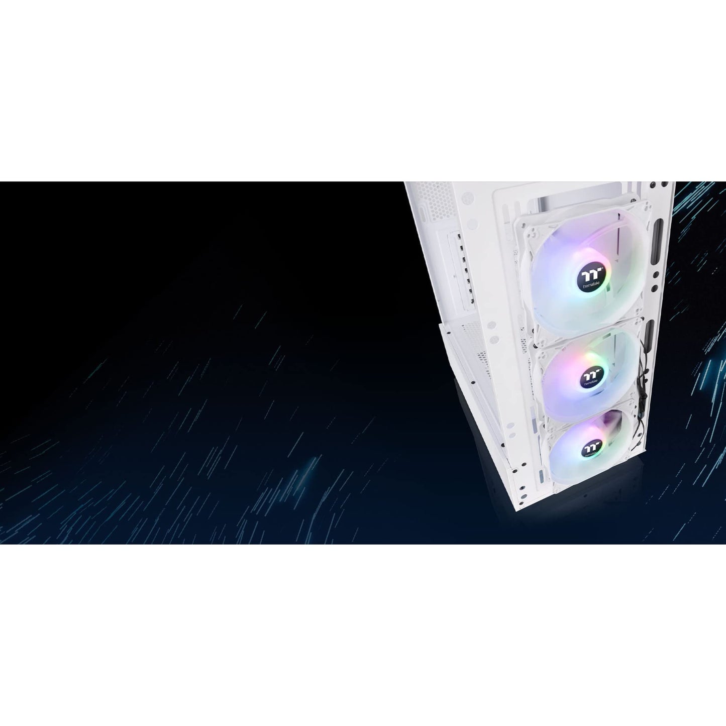 Thermaltake View 200 TG Snow ARGB Motherboard Sync ATX Tempered Glass Mid Tower Computer Case with 3x120mm Front ARGB Fan, CA-1X3-00M6WN-00