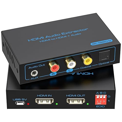 VPFET 8K HDMI 2.1 Audio Extractor 4K120Hz to Optical 3.5mm AUX Adapter Splitter Converter Supports HDCP Digital DTS 5.1 PCM for PS4 PS5 Xbox