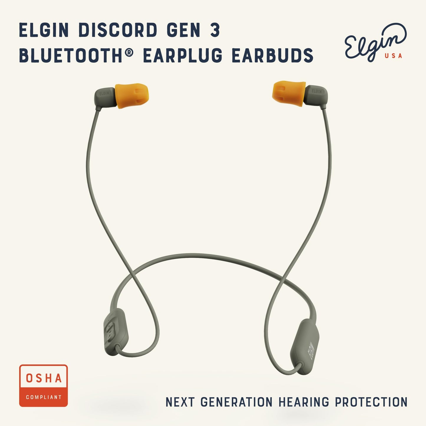 Elgin Discord Gen 3 Bluetooth Earplug Earbuds, OSHA Compliant Wireless in-Ear Headphones, 31dB NRR ANSI Certified Noise Isolation, Dynamic 8mm Driver