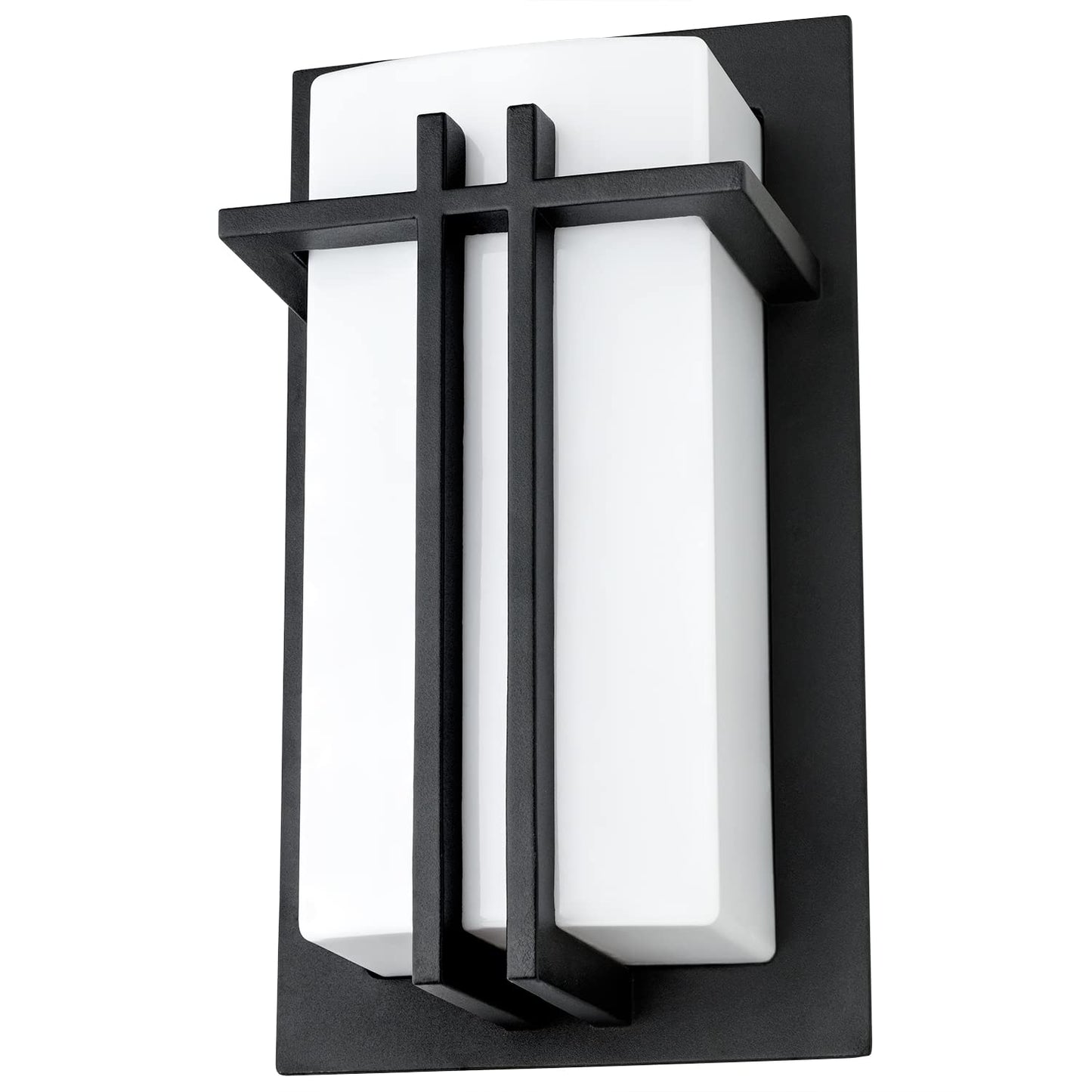 Sunlite 46092 Decorative Square Wall Sconce Light Fixture, A19 Bulb, E26 Socket, 60 Watts Max (Bulb not Included), Indoor, Opal Shade, Matte Black