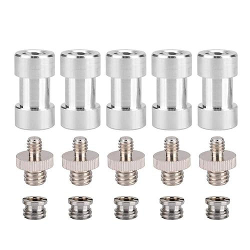 Acouto Metal 15pcs 1/4 Turn 3/8 Converter Threaded Screws Adapter Camera Screws Accessory