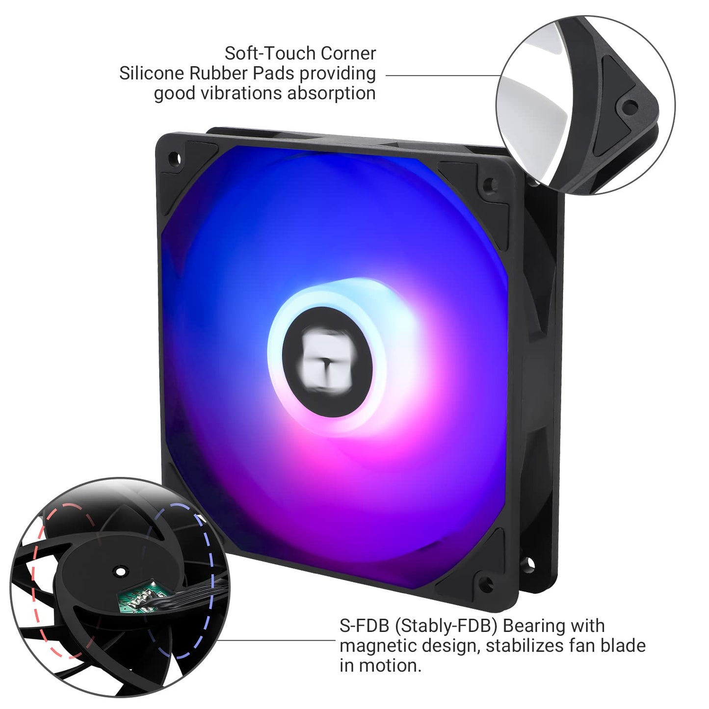 Thermalright TL-C12C-S CPU Fan, 120mm 4pin PWM Silent Computer Case Cooler Fan, with S-FDB Bearing Included, up to 1550RPM PC Cooling, Black ARGB