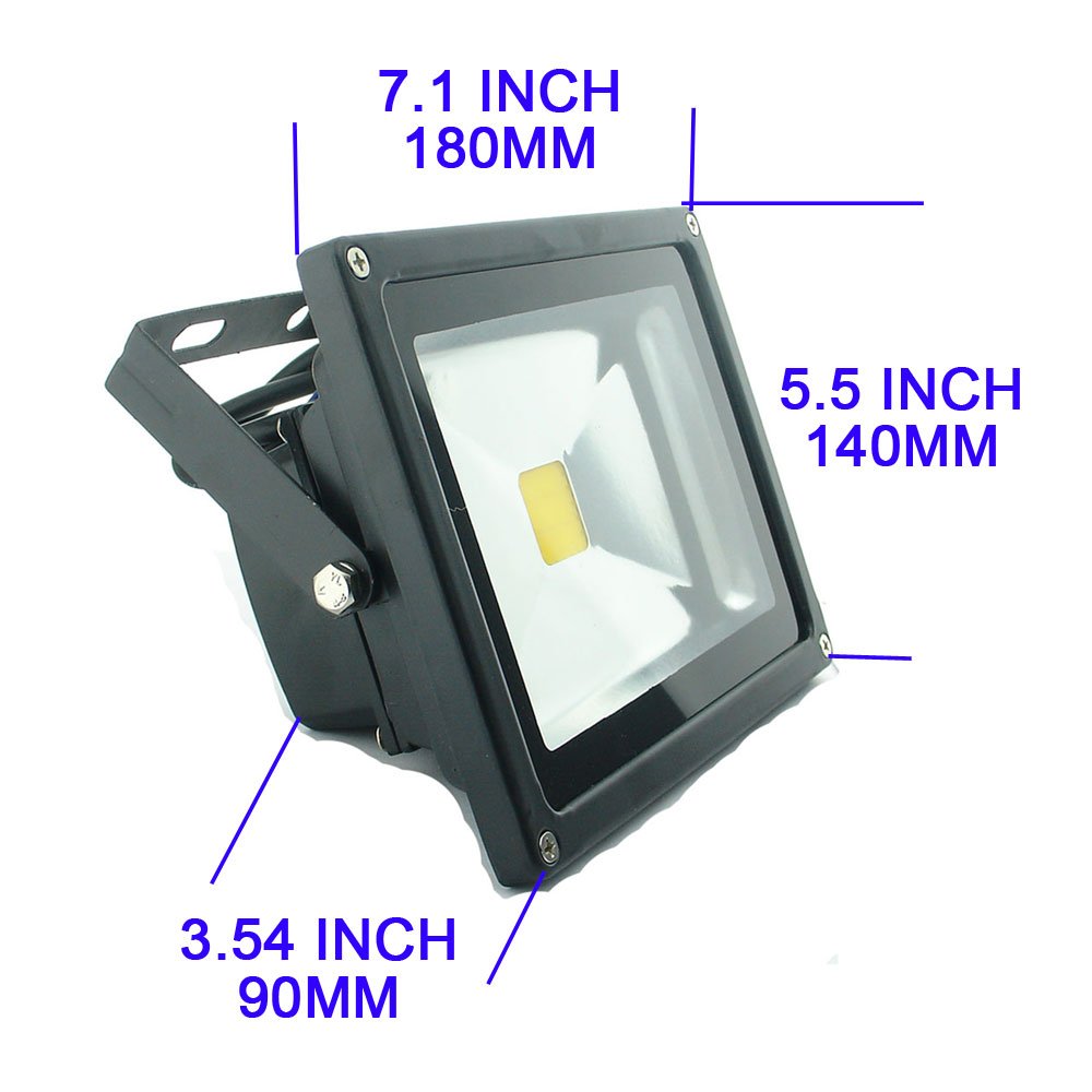 QUANS 20W 12V 24V AC DC Ultra Bright White LED Security Wash Flood Light Floodlight Lamp High Power Black Case Waterproof IP65 Superbright (Warm