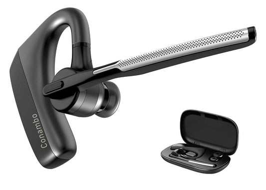 CONAMBO Bluetooth Headset V5.1, 16 Hrs HD Talktime CVC8.0 Dual Mic Noise Cancelling Hands Free Bluetooth Earpiece for Cell Phone iPhone Android