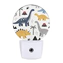 EKOBLA Cartoon Dinosaur Night Light for Kids, Jurassic Dino Design Plug in with Dusk to Dawn Sensor, 0.5W Energy Saving Soft Warm Nightlight for Boys