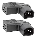 Tekit 2-Pack PDU UPS C14 to C19 Power Converters Travel Plug Adapter, IEC 320 C14 to Left Angle C19 3 Prong Adapter,Elbow Plug C14 to C19 Electrical…