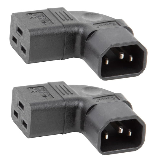 Tekit 2-Pack PDU UPS C14 to C19 Power Converters Travel Plug Adapter, IEC 320 C14 to Left Angle C19 3 Prong Adapter,Elbow Plug C14 to C19 Electrical…