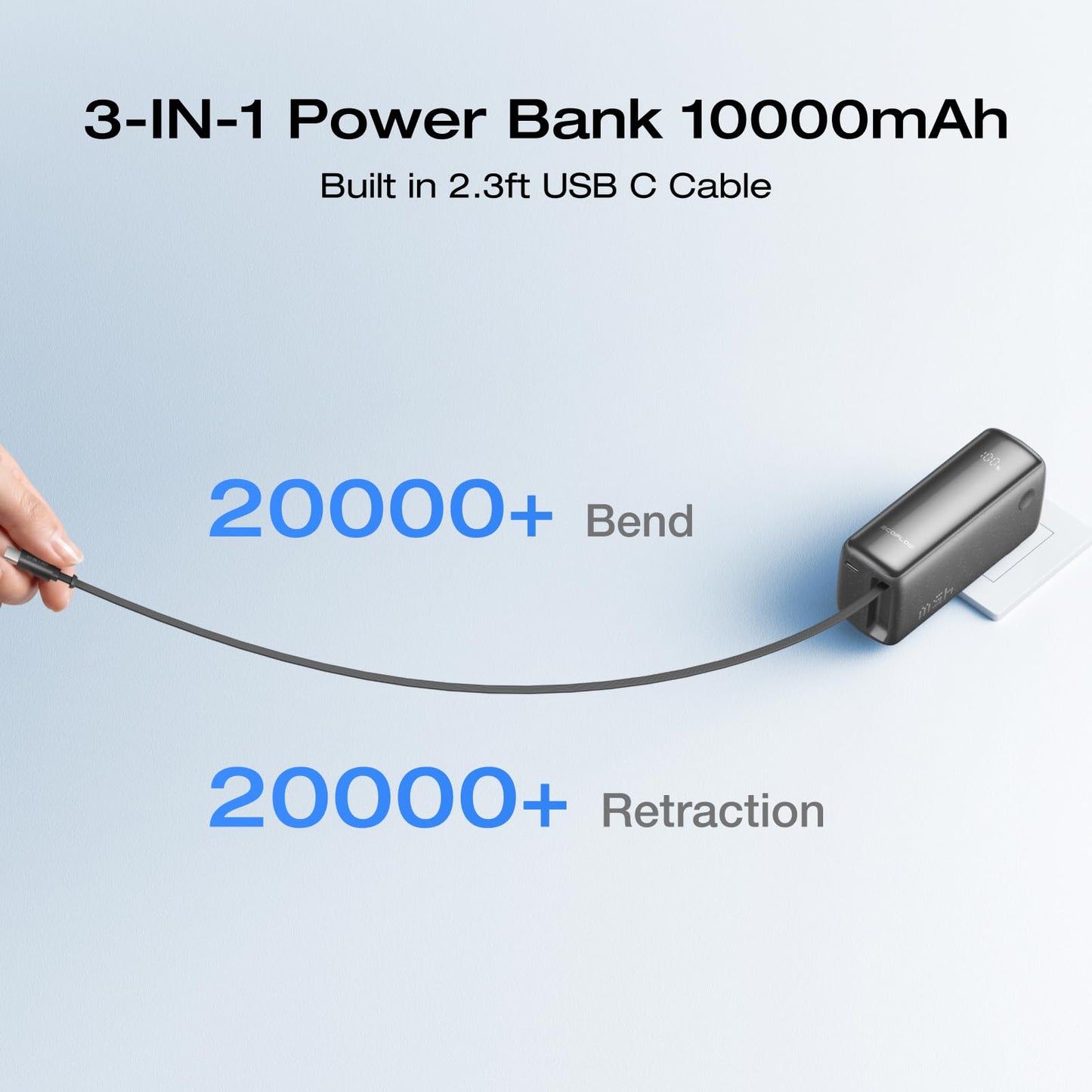 EF ECOFLOW Rapid 45W Power Bank 3-in-1 Portable Charger with Foldable Wall Plug, USB C 2.3ft Cable And USB-C Port,10000mAh Battery Bank Fast Charging