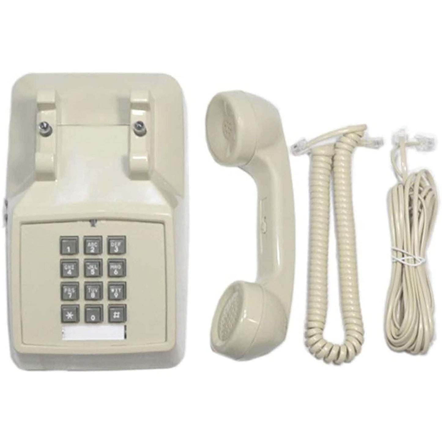 Single Line Classic 2500 Analog Desk Phone with Volume Control, Works on PBX, Handset and Line Cord, 2 Ports, Beige/Ash