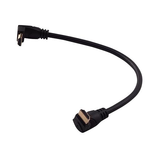 LARRITS 1FT High Speed HDMI 2.0 Cable Male to Male Ultra Short with 90 Degree Elbow UP Angled Down Angle Support 4K 60HZ 1080P 3D for HDTV PS4 Xbox