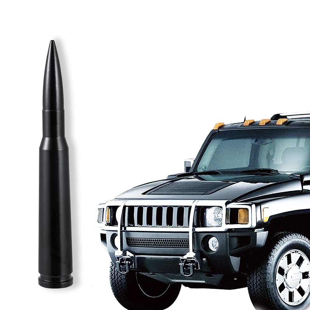 POBADY Car Truck Short Bullet Antenna Mast Replacement 14.5CM/5.7IN Car Wash Proof Radio Antenna for FM AM Black Vehicle Car Antenna