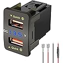 Levigo Car Charger USB QC3.0 Fast Charging Suitable for Honda Cars Power Socket with 2 Interfaces Switch Hole LED Voltage Meter Display Suitable