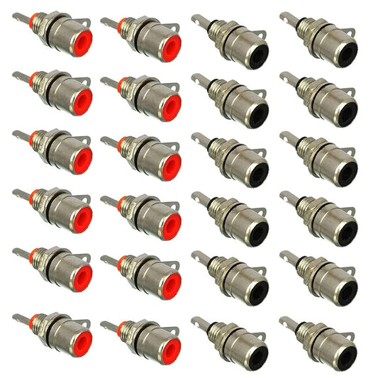 bnafes RCA Female Socket Connector, Chassis Panel Mount Adapter for Amplifier Audio Terminal RCA Plug (24-Pack)