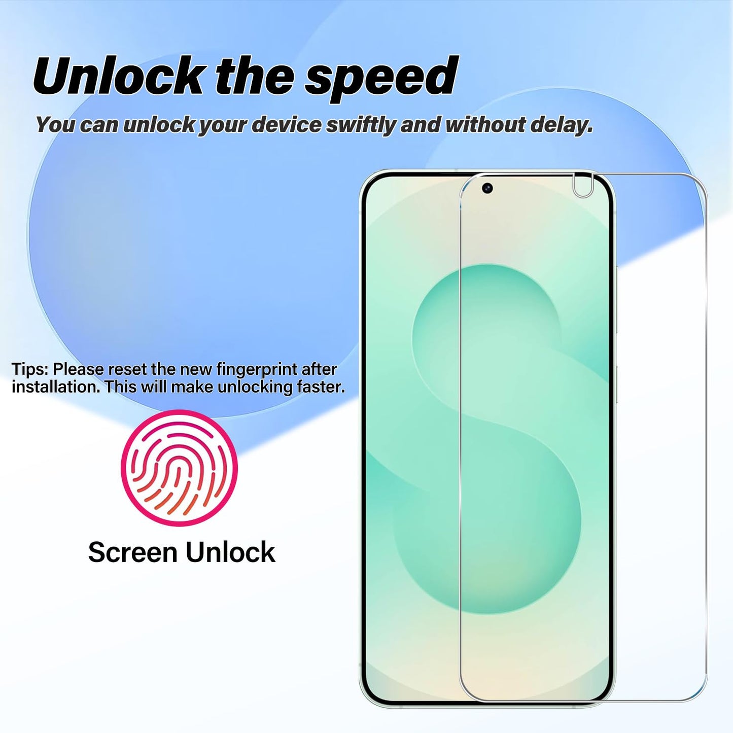 BIGFACE Galaxy S25 Tempered Glass Screen Protector + Camera Lens Protector [ 2 + 2 Pack ][Case Friendly] [Anti-Scratch] [Ultrasonic Fingerprint