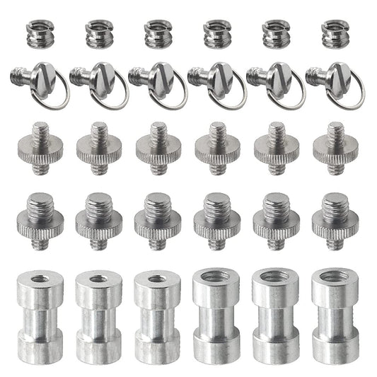 XINMEIWEN 30Pack Camera Screw Set 1/4 Inch and 3/8 Inch Threaded Screws Adapter Hot Shoe Adapter Mount Set for Camera/Tripod/Mono-pod/Light Stand