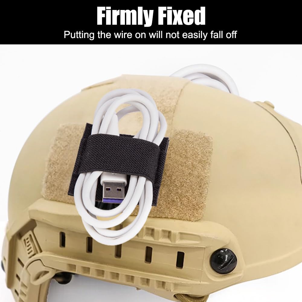 Tactical Cable Storage Sticker, Hook & Loop Headset Cable Tie, Elastic Headset Wire Organizer for Helmet, Headset, Walkie-talkie, Vest
