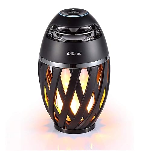 DiKaou Led Flame Table lamp, Torch Atmosphere Bluetooth Speakers&Outdoor Portable Stereo Speaker with HD Audio and Enhanced Bass,LED flickers Warm