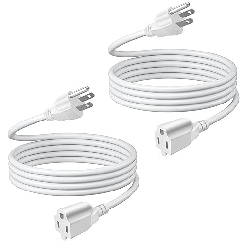 TNP Universal Power Extension Cord Cable Strip (15FT) - (2 Pack) 3 Prong Extension Cord for Outdoor & Indoor - Three Prong AC Power Extender Cable
