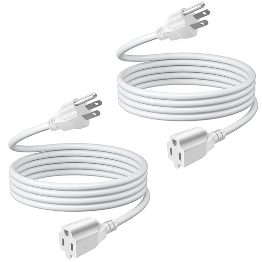 TNP Universal Power Extension Cord Cable Strip (15FT) - (2 Pack) 3 Prong Extension Cord for Outdoor & Indoor - Three Prong AC Power Extender Cable