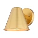 VAXCEL Smith 6.25 in. H 1-Light Gold Contemporary Outdoor Wall Sconce, Durable Steel Metal Cone Shade, LED Compatible, Dark Sky Compliant, Use