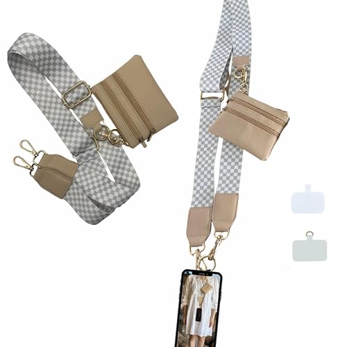 ALLTHINGVB Phone Lanyard Crossbody Adjustable Strap with Zipper Pouch- Stylish Crossbody Adjustable Chain Lanyard with Leather Wallet for All Phones