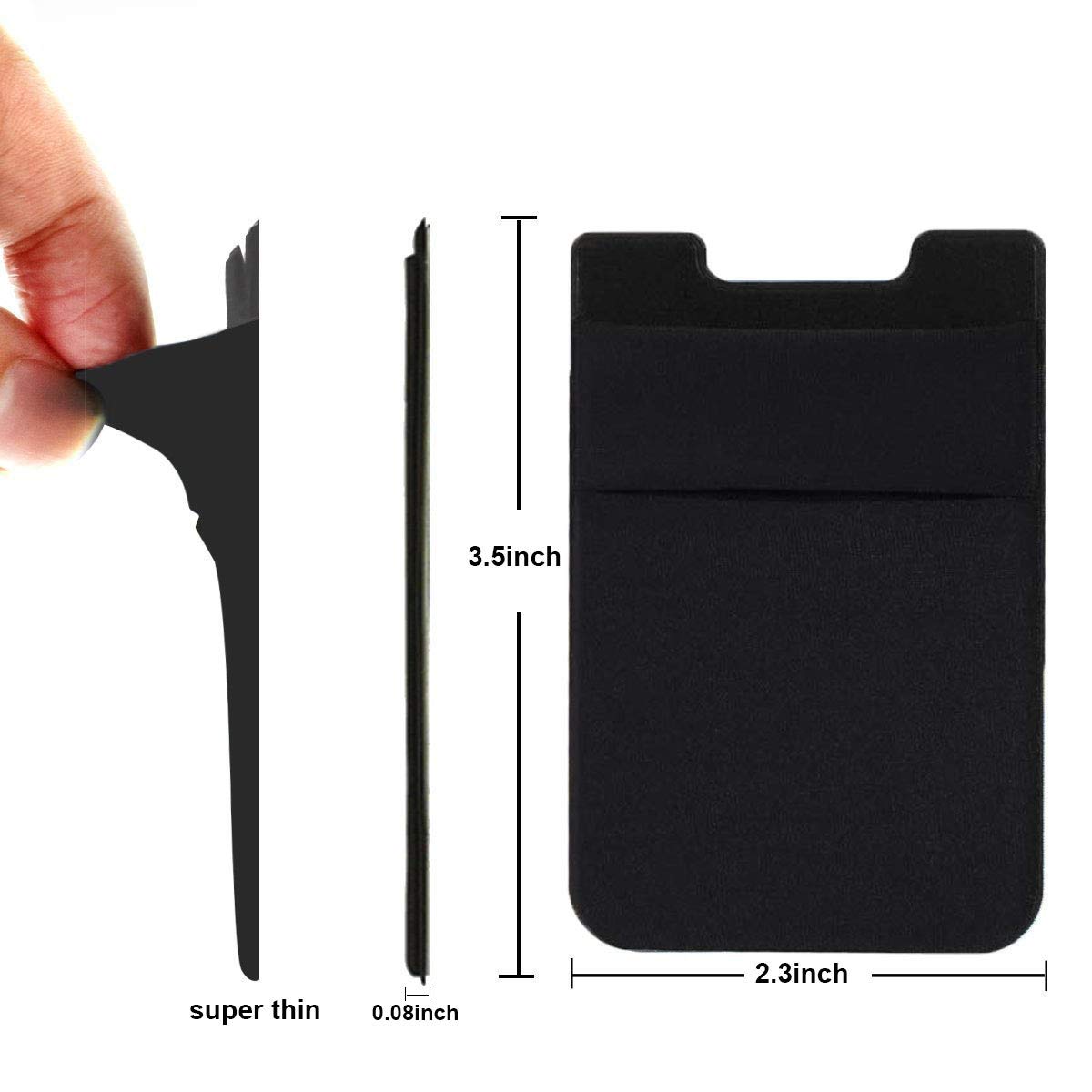 2Pack Adhesive Phone Pocket,Cell Phone Stick On Card Wallet Sleeve,Credit Cards/ID Card Holder(Double Secure) with Sticker for Back of iPhone,Android