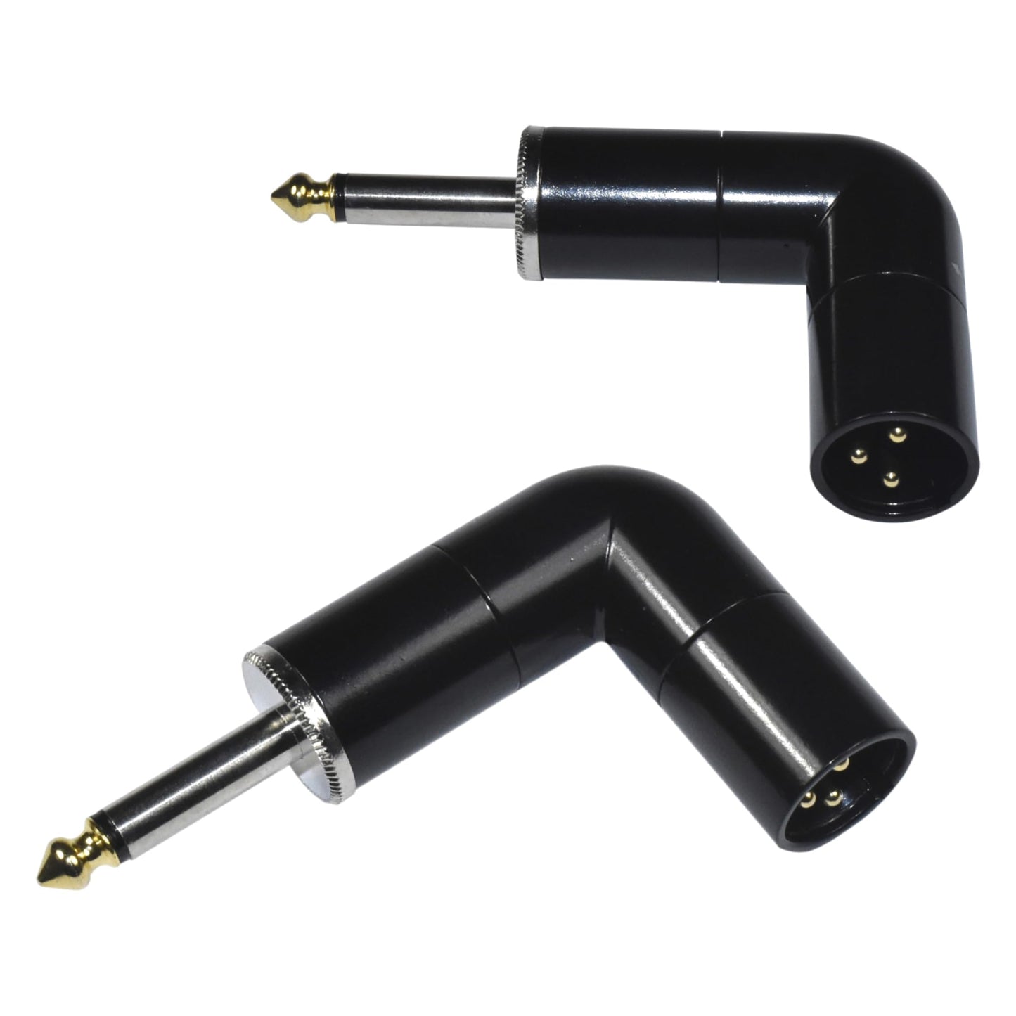 HQRP 2-Pack 3-Pin XLR Male to 1/4" / 6.35 mm Male TS Angle Adapter with 4 Adjustable Angle Positions Right Left and 90 Degree Compatible with Mixers