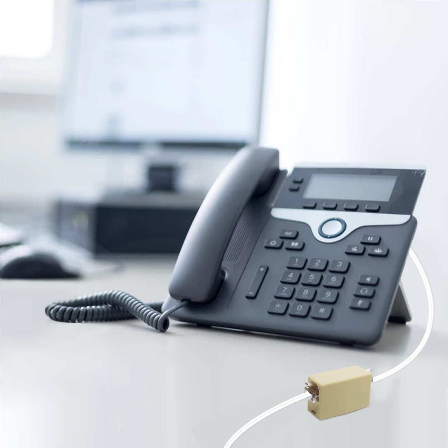 OLIREXD RJ11 Landline System Accessories Include 25FT Extension Phone Cord with 30 Adhesive Cable Clips and 2 6P4C Straight Female to Female Inline