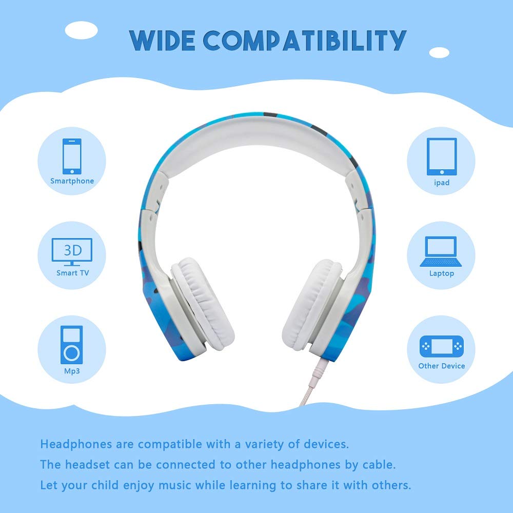 YUSONIC Kids Headphones with Cord, Toddler Headphones with Sharing Function, 85dB/93dB Safe Volume Limit, for Toddler Children Baby Boys Girls…