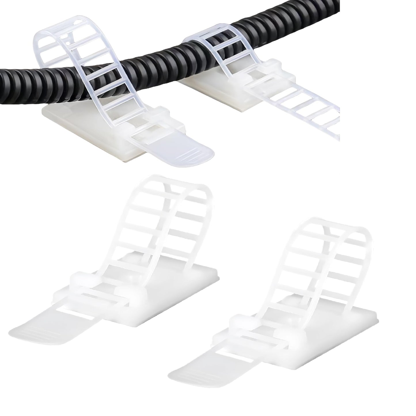MyyYiTar 30 pcs Adhesive Cable Ties Adjustable Cable Mount. Self-adhesive Nylon Cord Clip Fastener, Cable Management Wire Organizer Fixture (White)