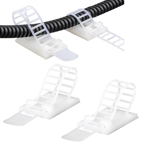 MyyYiTar 30 pcs Adhesive Cable Ties Adjustable Cable Mount. Self-adhesive Nylon Cord Clip Fastener, Cable Management Wire Organizer Fixture (White)
