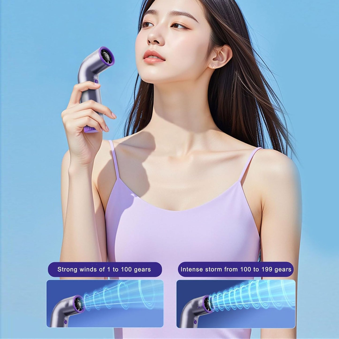 BXXKXMC Portable Handheld Turbo Fan, 5 Gear Wind, Battery Operated, 20000 RPM High Speed Aero Pro, Up to 16 Working Hours, Mini Pocket Design,