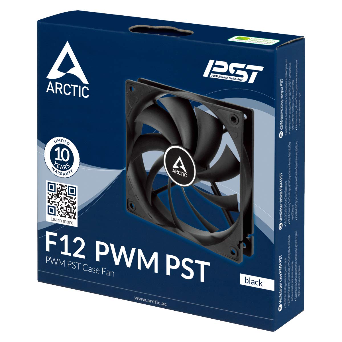 ARCTIC F12 PWM PST - PC Fan, 120mm Fan, PC Case Fan with PWM Sharing Technology (PST), Quiet Motor, Computer, Fan Speed: 230-1350 RPM - Black