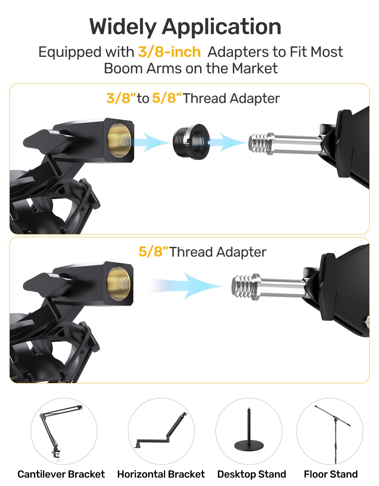 Audio Technica AT2020 Microphone Shock Mount with Pop Filter, Anti-Vibration Suspension Shock Mount Holder Clip Compatible with AT2020 Line Kit