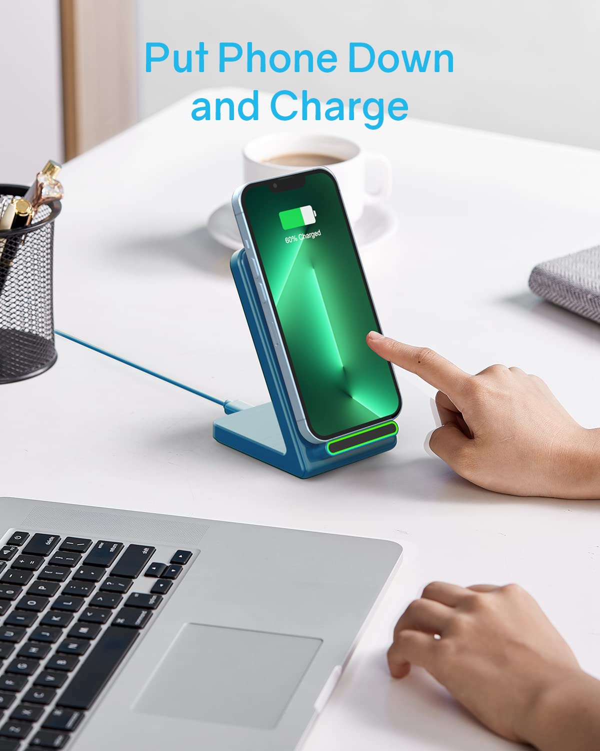 Fast Wireless Charging Station for Phone: CIYOYO 15W Charging Stand Compatible with iPhone 15/14/13/12/11, Samsung Galaxy S23/ S22/ S21/ S20